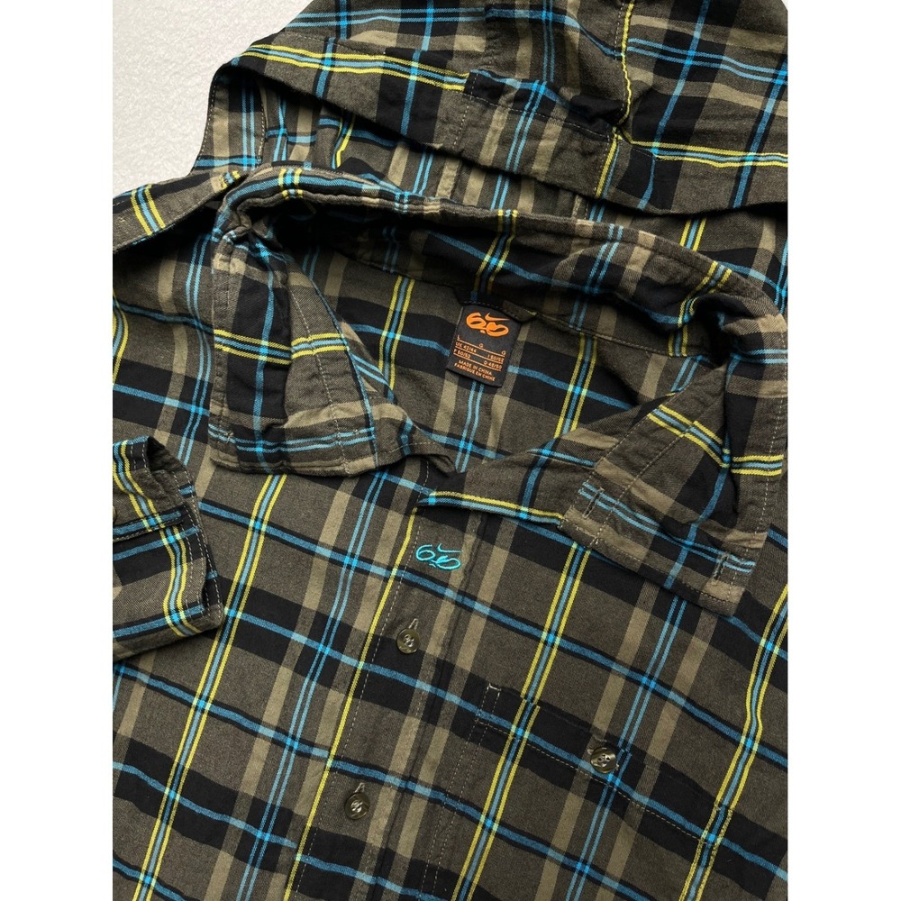 Nike 6.0 Hooded Plaid Flannel Shirt Mens L Detachable Hood Skate Y2K Rare